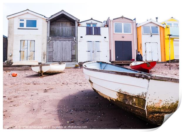 Boats Moored At Low Tide On The Back Beach At Teignmouth, Devon Print by Peter Greenway