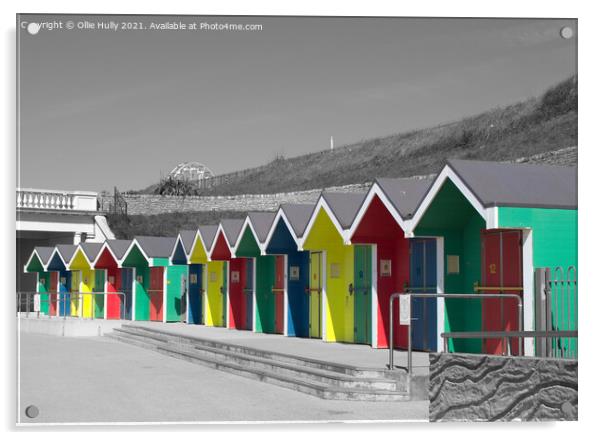colourful seaside beach huts Acrylic by Ollie Hully