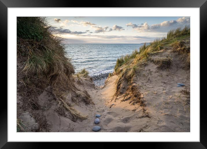 Sea view through the dunes Framed Mounted Print by Tony Twyman