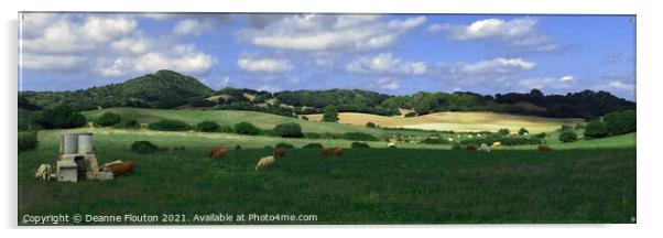 Cattle Grazing Pano in Menorca Spain Acrylic by Deanne Flouton