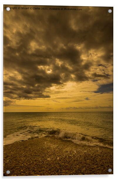Cloudy seascape Acrylic by Stuart C Clarke