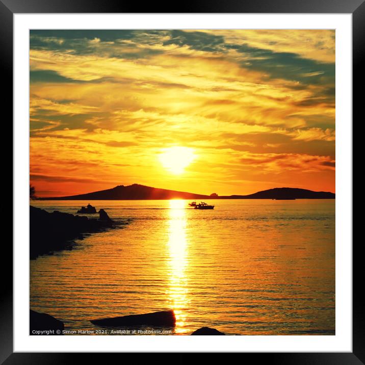 Serene Sunset over Tresco Bay Framed Mounted Print by Simon Marlow