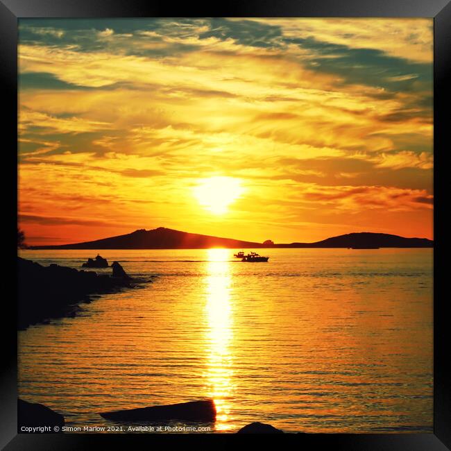 Serene Sunset over Tresco Bay Framed Print by Simon Marlow