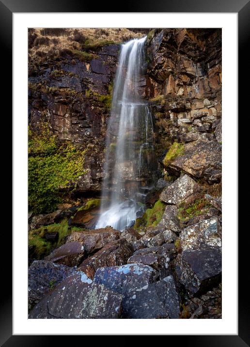 Penpych waterfall at Treherbert Framed Mounted Print by Leighton Collins