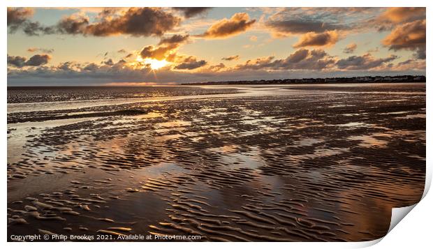 Hoylake Beach Sunrise Print by Philip Brookes