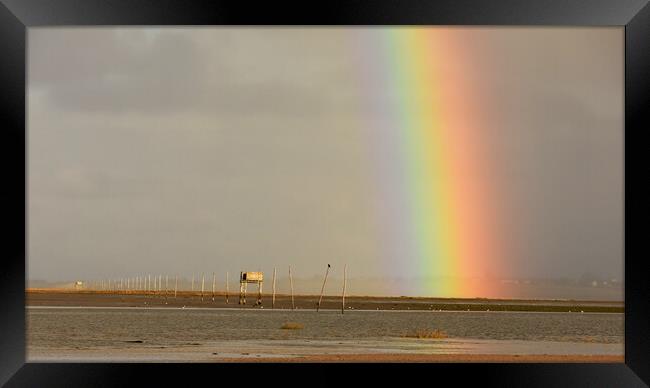 Rainbow over the pilgrims way Framed Print by Mark Barratt