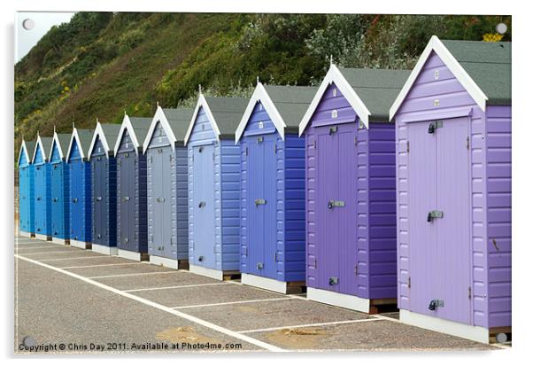 Bournemouth Beach Huts Acrylic by Chris Day