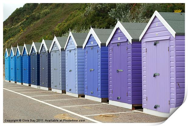 Bournemouth Beach Huts Print by Chris Day