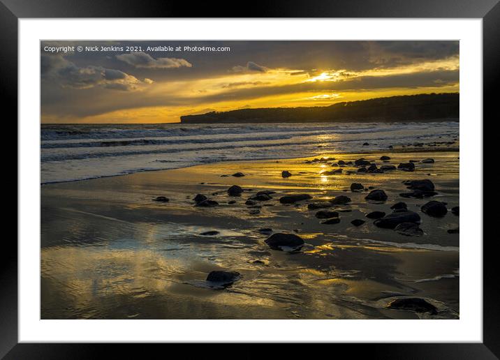 Llantwit Major Beach Glamorgan Heritage Coast Suns Framed Mounted Print by Nick Jenkins