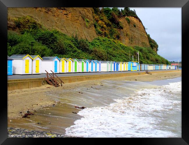 Beach huts on Hope beach at Shanklin on the IOW. Framed Print by john hill
