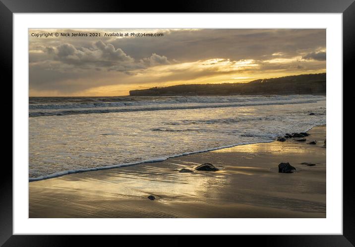 Llantwit Major Beach April Evening   Framed Mounted Print by Nick Jenkins