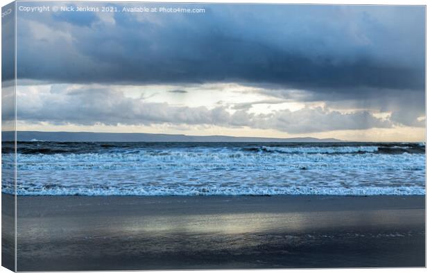 Incoming Waves Llantwit Major Beach  Canvas Print by Nick Jenkins