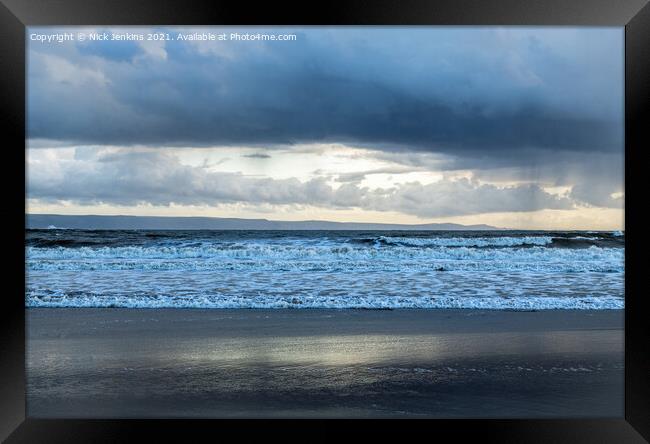 Incoming Waves Llantwit Major Beach  Framed Print by Nick Jenkins