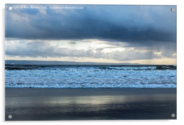 Incoming Waves Llantwit Major Beach  Acrylic by Nick Jenkins