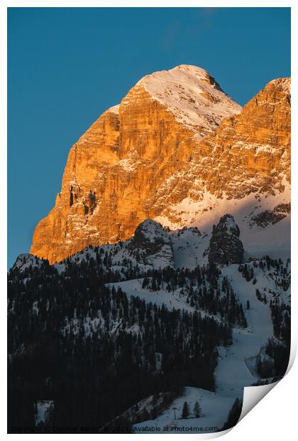 Tofana di Rozes Peak in Cortina d'Ampezzo in Winter at Dawn with Print by Dietmar Rauscher