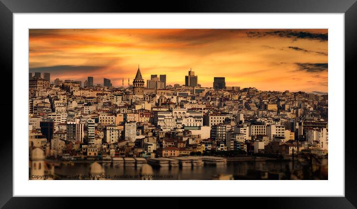 Istanbul cityscape with Galata Kulesi Tower. Turkey. Framed Mounted Print by Sergey Fedoskin