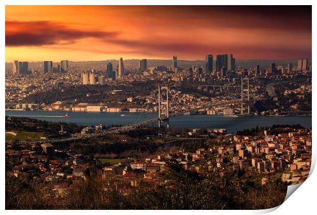 Panorama of european part of Istanbul with Bosphorus. Print by Sergey Fedoskin