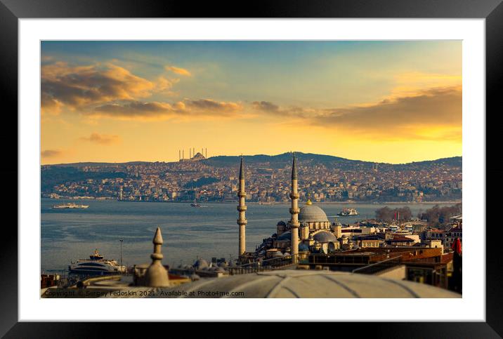 The view of the Bosphorus and old town of Istanbul, Turkey. Framed Mounted Print by Sergey Fedoskin