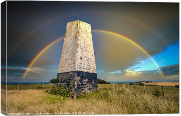 Ashey Sea Mark Double Rainbow Canvas Print by Wight Landscapes