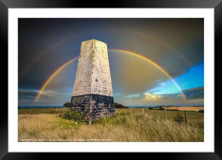 Ashey Sea Mark Double Rainbow Framed Mounted Print by Wight Landscapes