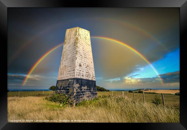 Ashey Sea Mark Double Rainbow Framed Print by Wight Landscapes