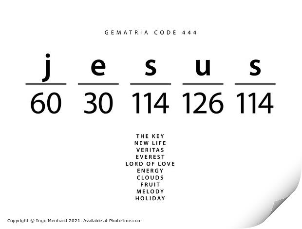 Jesus word code in the English Gematria Print by Ingo Menhard