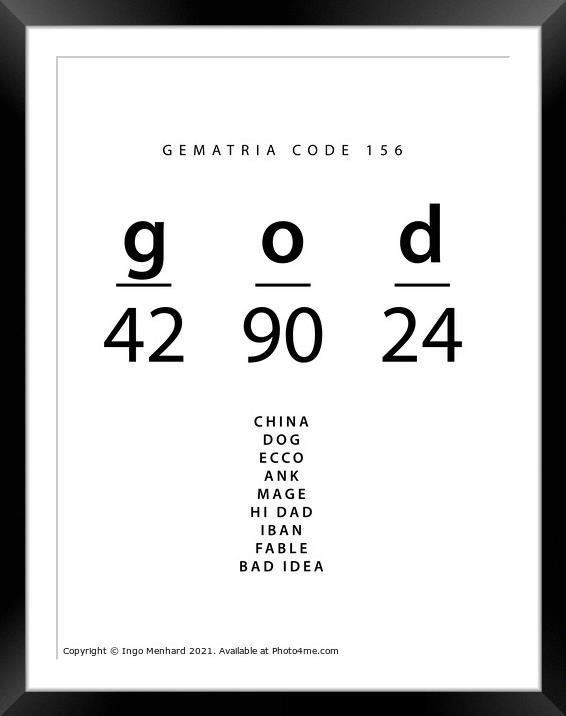 God word code in the English Gematria Framed Mounted Print by Ingo Menhard