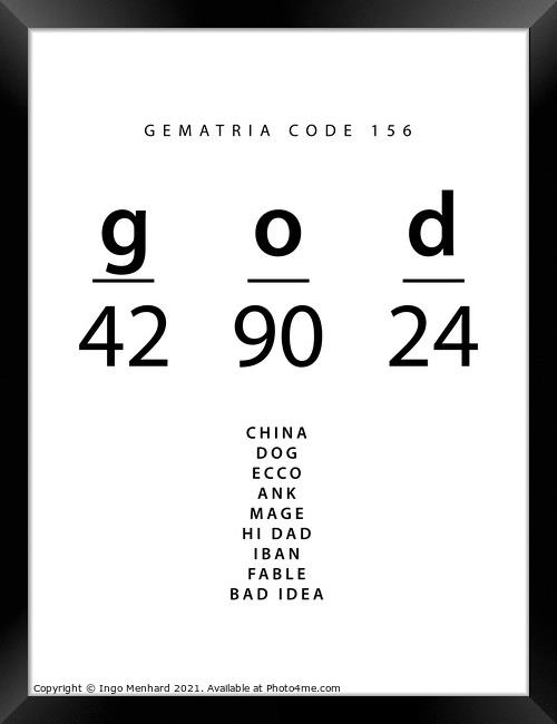 God word code in the English Gematria Framed Print by Ingo Menhard