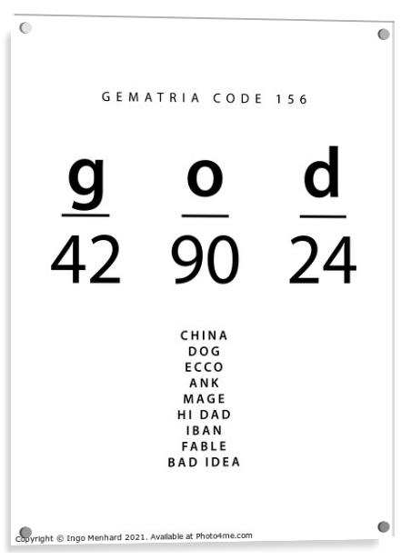 God word code in the English Gematria Acrylic by Ingo Menhard