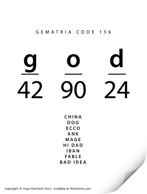God word code in the English Gematria Print by Ingo Menhard