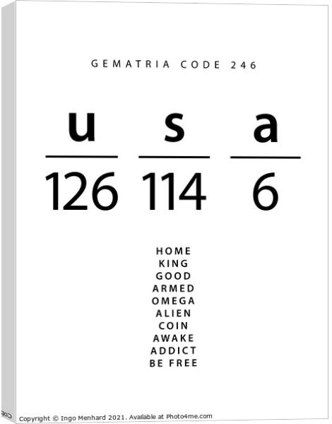 USA word code in the English Gematria Canvas Print by Ingo Menhard