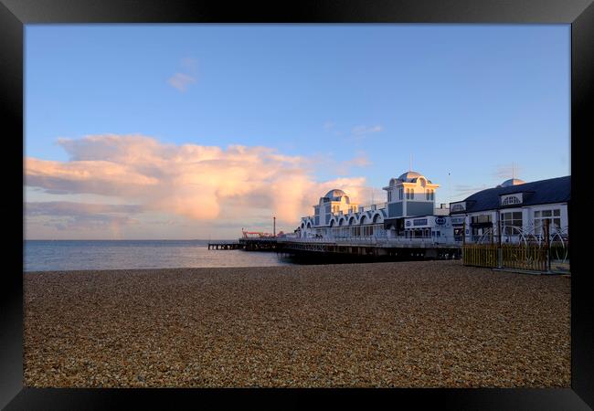 South Parade Pier in gold Light Framed Print by Paul Chambers
