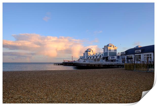 South Parade Pier in gold Light Print by Paul Chambers