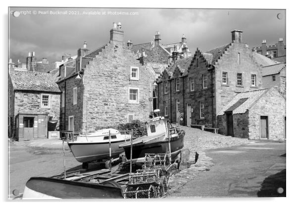 Crail Fishing Village Fife Scotland Mono Acrylic by Pearl Bucknall