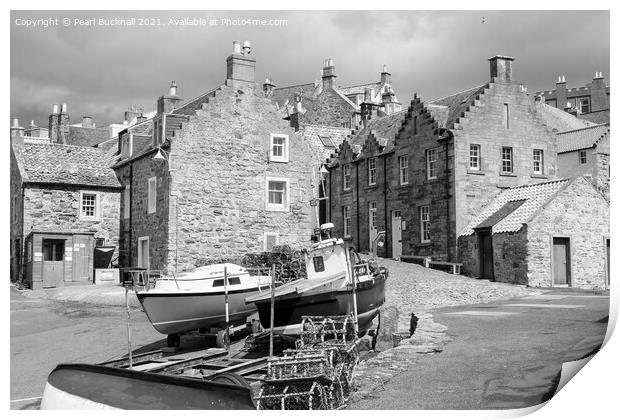 Crail Fishing Village Fife Scotland Mono Print by Pearl Bucknall