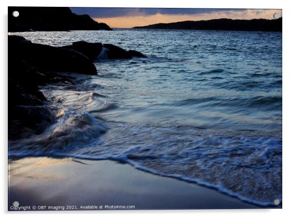 Achmelvich Bay Assynt Late Sunset Wave Light Acrylic by OBT imaging