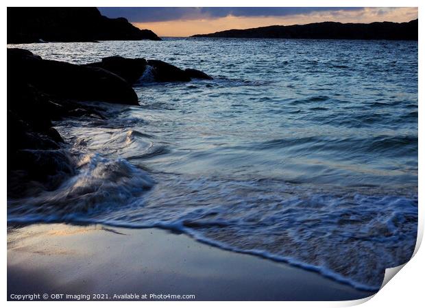 Achmelvich Bay Assynt Late Sunset Wave Light Print by OBT imaging