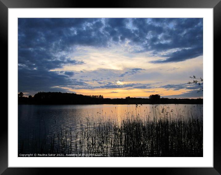 End of a day at the lake Framed Mounted Print by Paulina Sator