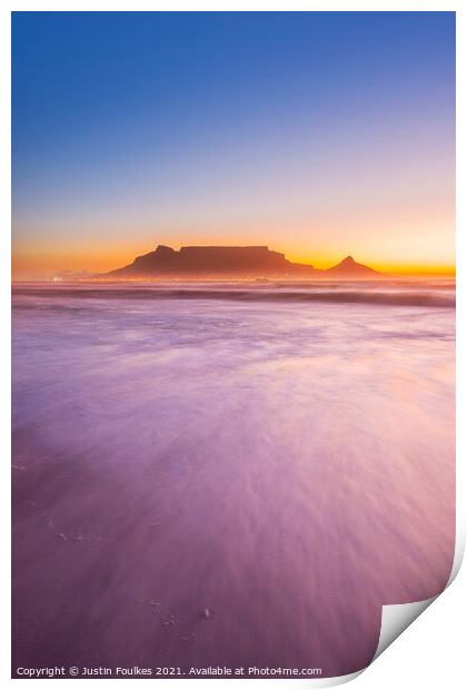 Table Mountain sunset, Cape Town Print by Justin Foulkes