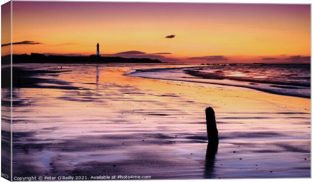 West Beach, Lossiemouth at Sunset Canvas Print by Peter O'Reilly
