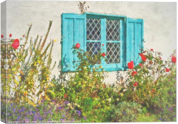 Old Cottage Window With Shutters Canvas Print by Ian Lewis