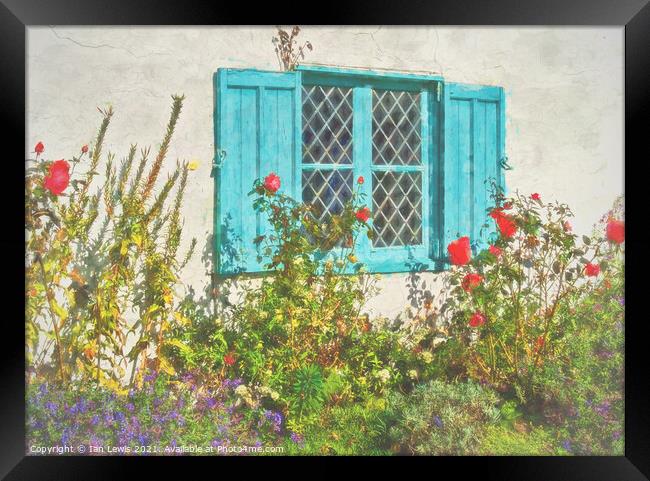 Old Cottage Window With Shutters Framed Print by Ian Lewis