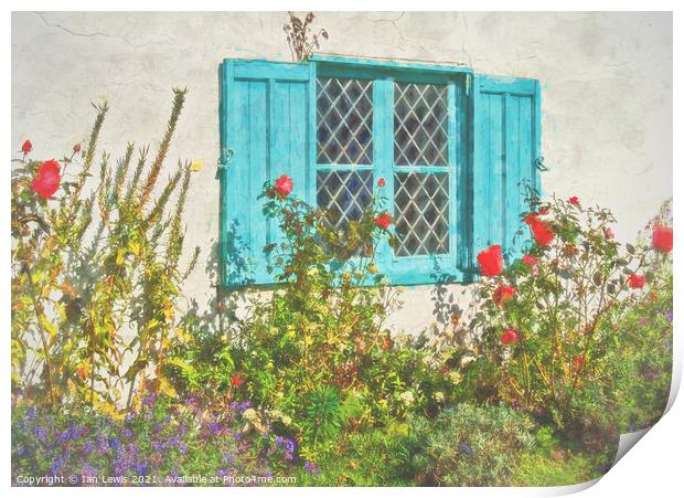 Old Cottage Window With Shutters Print by Ian Lewis