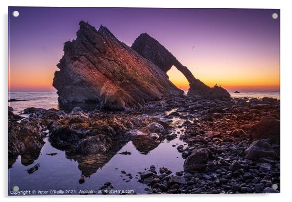 Bow Fiddle Rock at Dawn Acrylic by Peter O'Reilly