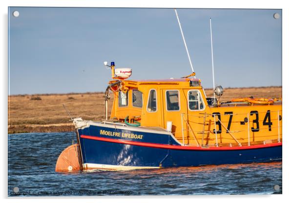 The Port of Wells RNLI lifeboat Acrylic by Chris Yaxley