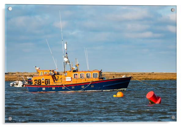 Port of Wells RNLI lifeboat, Norfolk Acrylic by Chris Yaxley