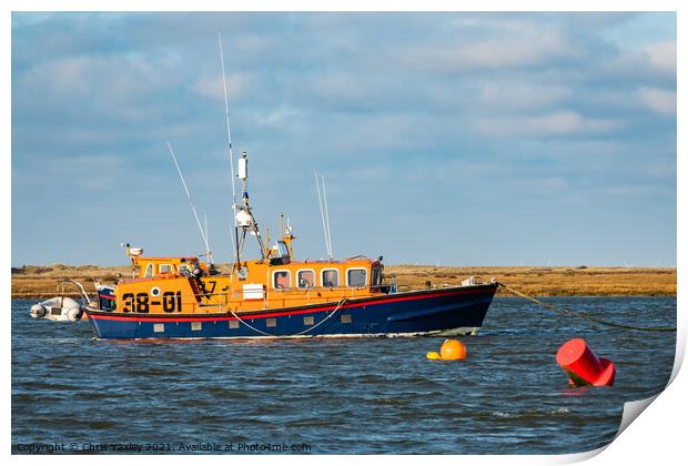 Port of Wells RNLI lifeboat, Norfolk Print by Chris Yaxley
