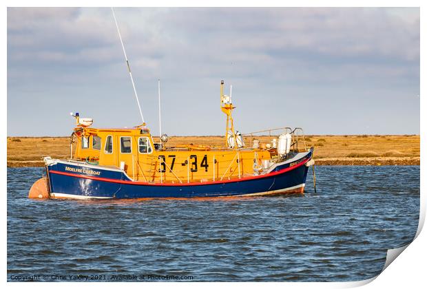 The Port of Wells RNLI lifeboat, Norfolk Print by Chris Yaxley