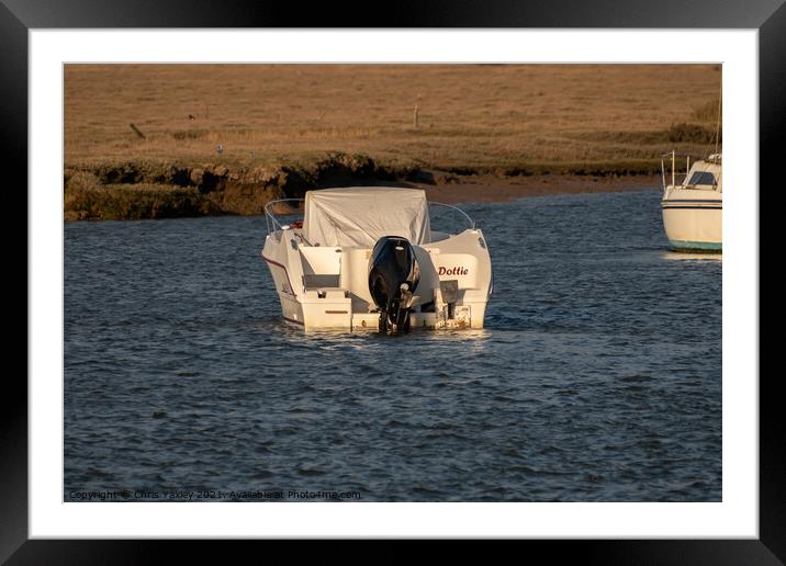 Moored in Wells-Next-The-Sea estuary Framed Mounted Print by Chris Yaxley