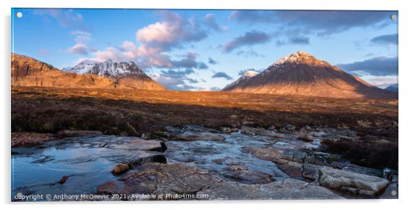 Glencoe sunrise panorama Acrylic by Anthony McGeever